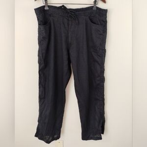 Jalouze Linen Blend Pants Size 14 Black Straight Leg High Rise Summer Beach